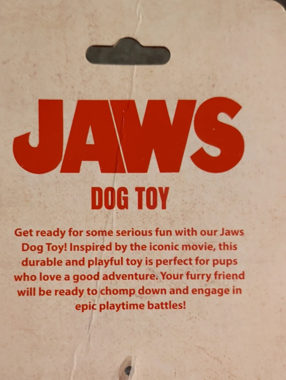 JAWS dog Toy With Squeaker, New!